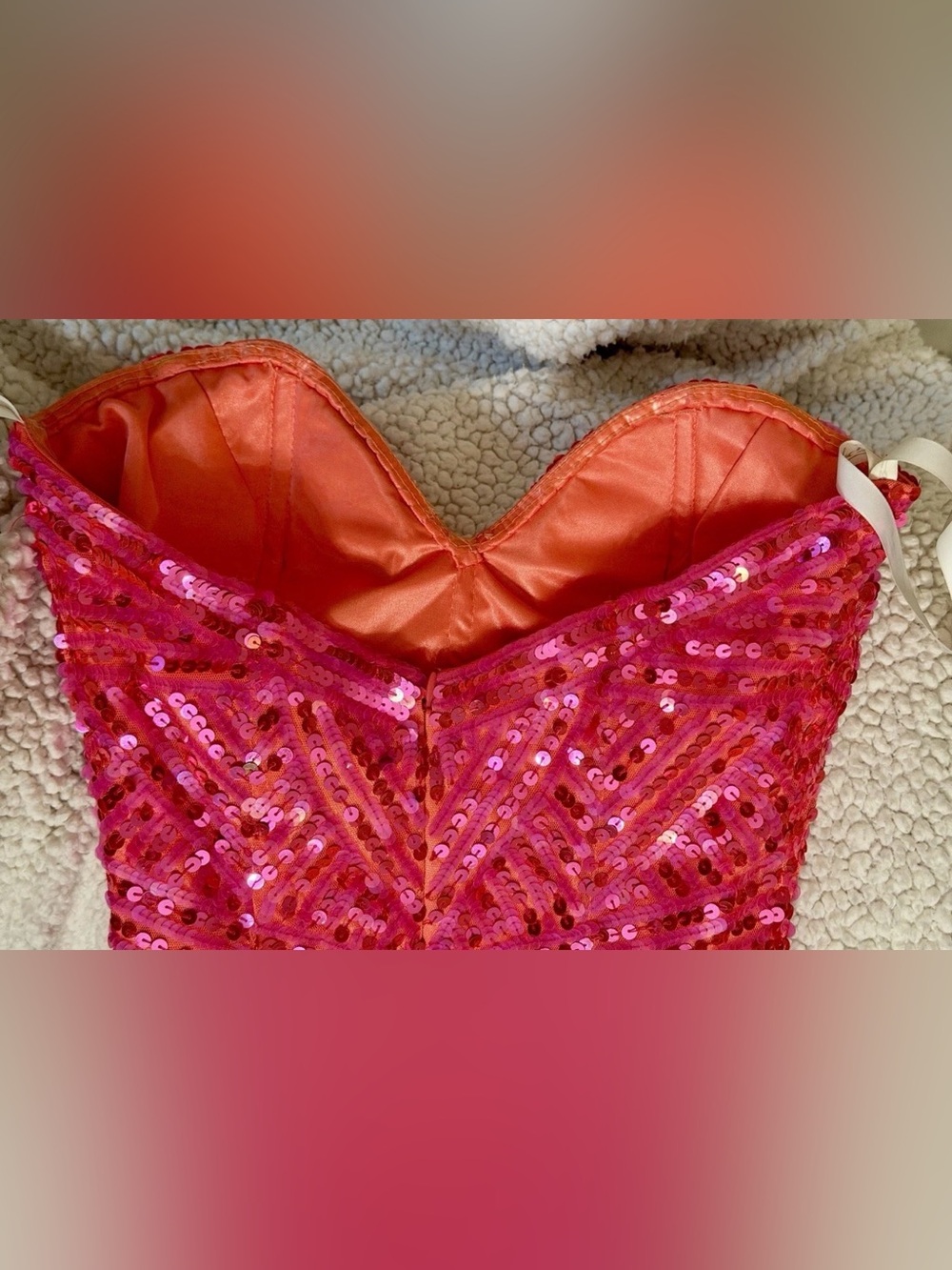 Gorgeous Mac Duggal Sz 4 Pink Sequin Strapless Prom Dress - Picture 5 of 7